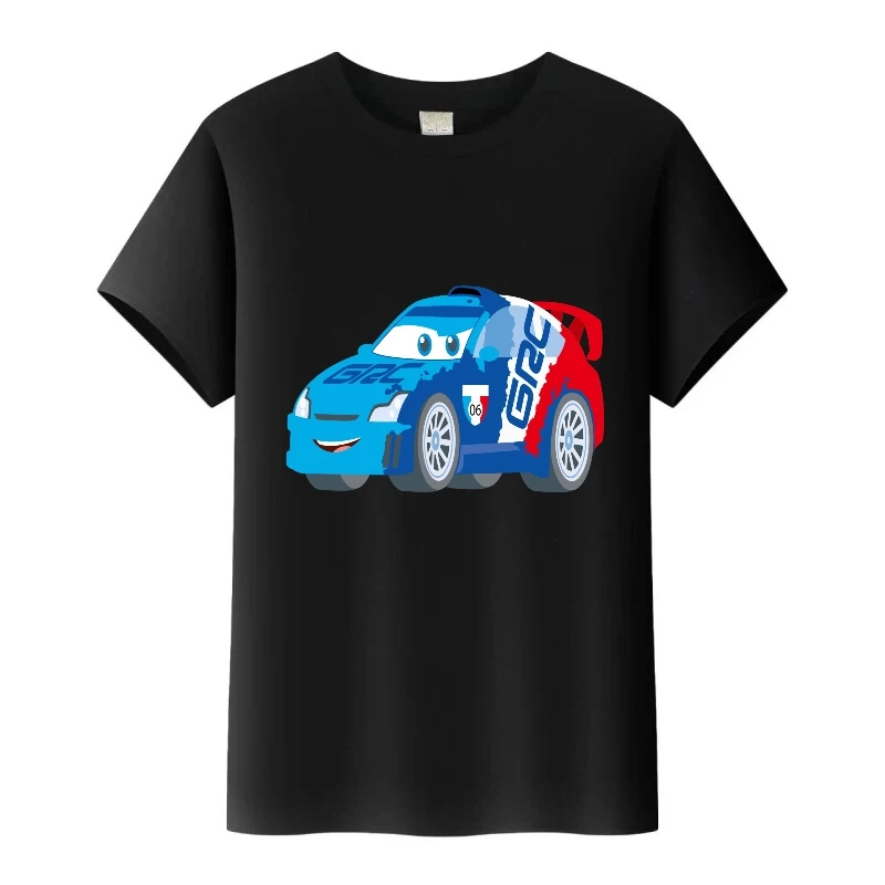 

Disney Cars Lightning McQueen Friend Cartoon T-Shirt Boy Tshirt Black Loose O-Neck Tops Men Blouses Summer Clothes Children Tees