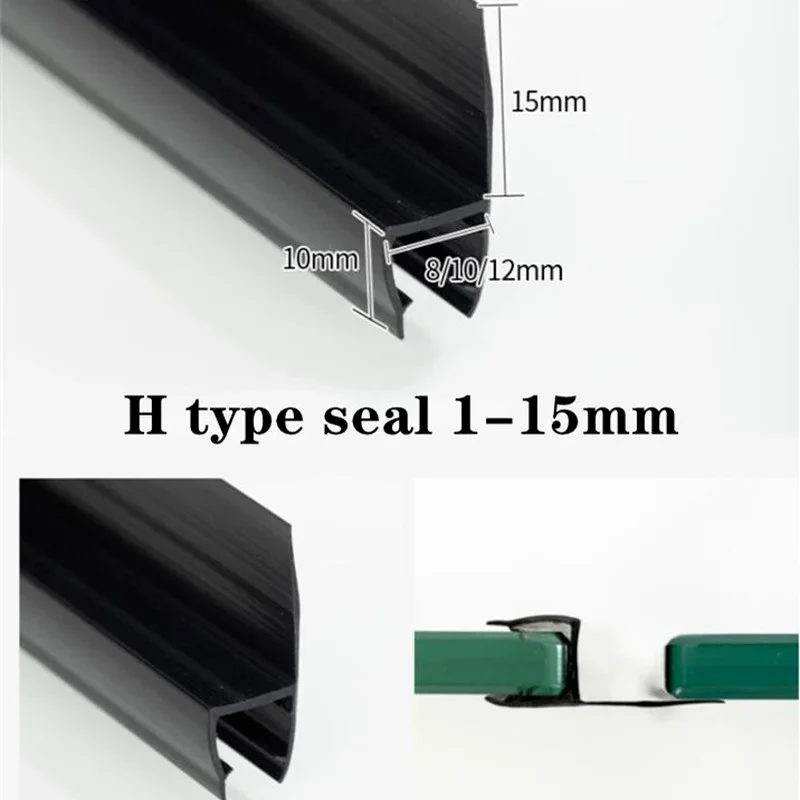 Black shower screen seal strip for 6mm-12mm Glass pvc bath shower Door bottom Sweep Waterproof Window Weatherstrip Glue-free