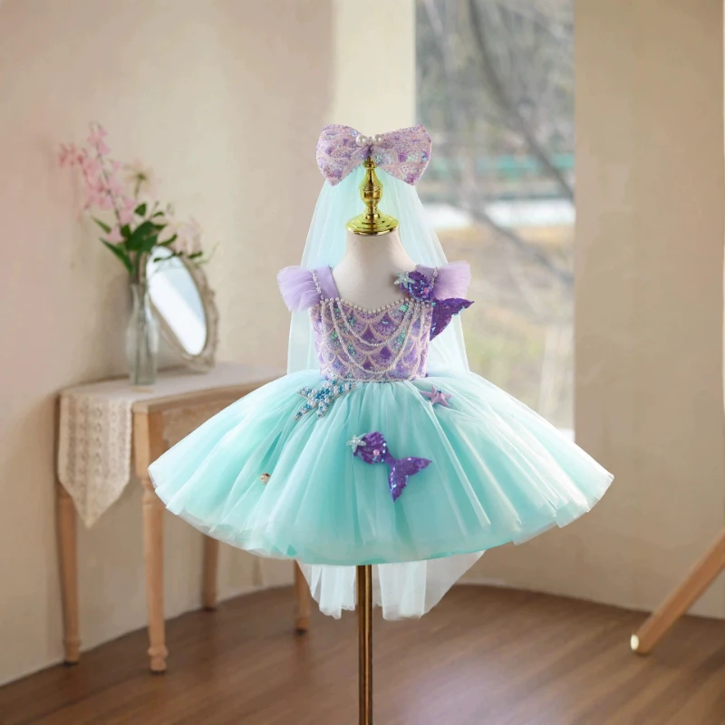 2026 Children Girls Tenth Birthday Evening Gown Princess Dress Kids HostElegant Pageant Costume Runway Performance Tutu Fashion