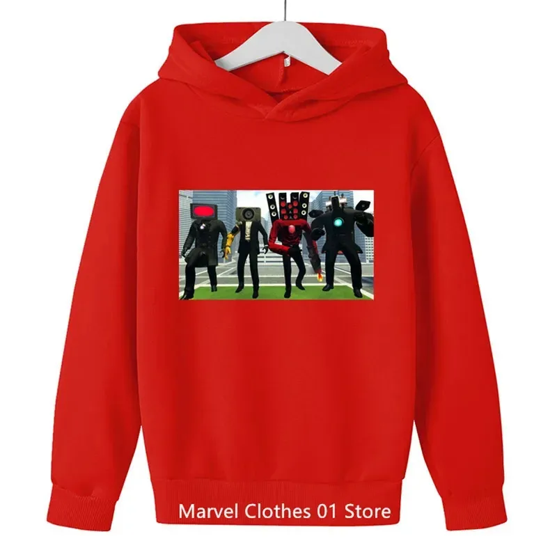 เกม Skibidi ห้องน้ํา Hoodie เด็กน่ารัก Hoodies เด็กแขนยาว Outwear เด็กวัยหัดเดินเสื้อผ้าเด็กเสื้อสวมหัว