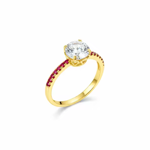 Anel Solitário Paixão Rubi Garden Joias - Folheado a Ouro 18K | 1245 | Tamanho 18