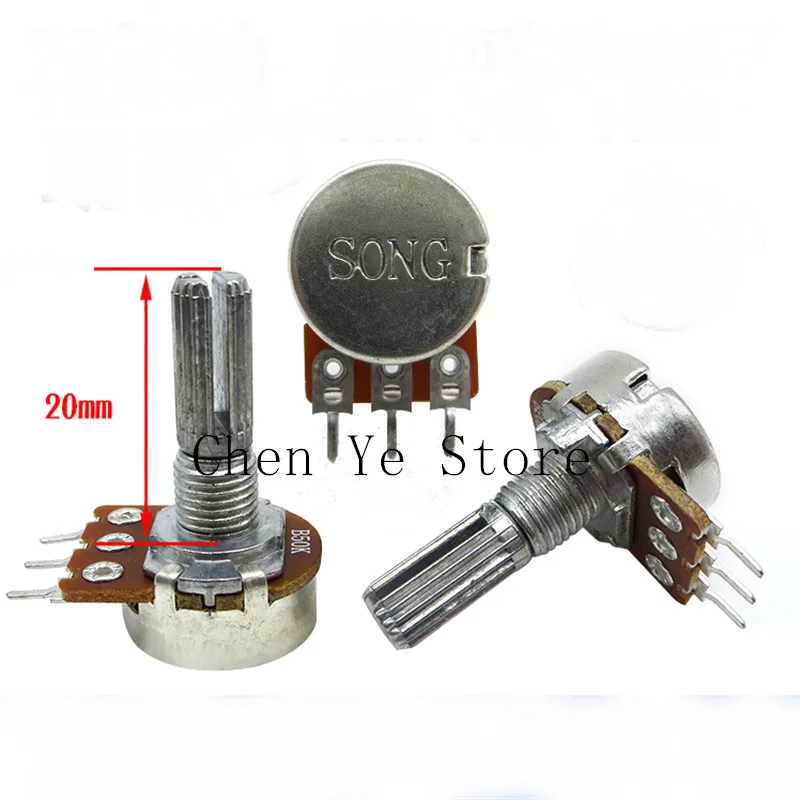 10PCS WH148 B10K B50K B100K single 20mm volume adjustable voltage current potentiometer 15000 times long life