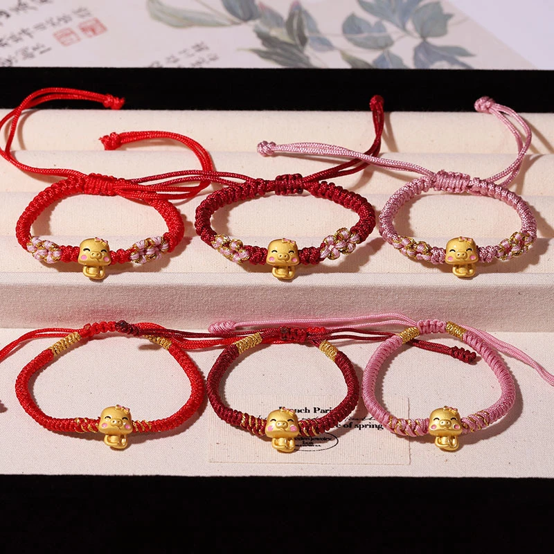 Lucky Red Rope Cute Snake Pendant Bracelet For Women Men 2025 Chinese Zodiac Snake Braided Bracelets New Year Jewelry Gift