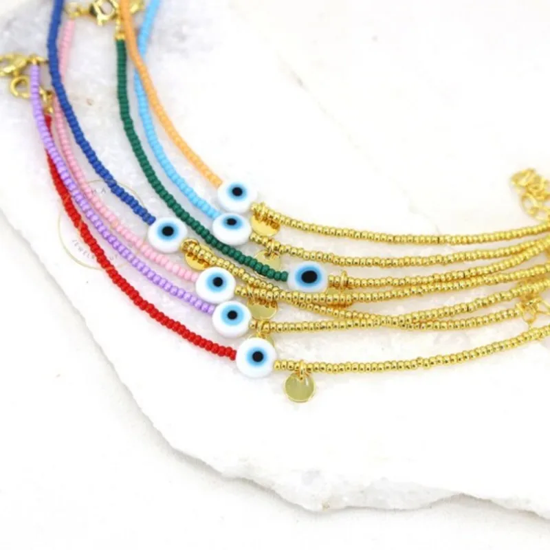 Vlen Böses-Auge-Schutzarmbänder für Frauen Boho Stapelbare Handgefertigte Perlenarmbänder Großhandel Verstellbarer Schmuck Geschenke für Sie – Detail 4