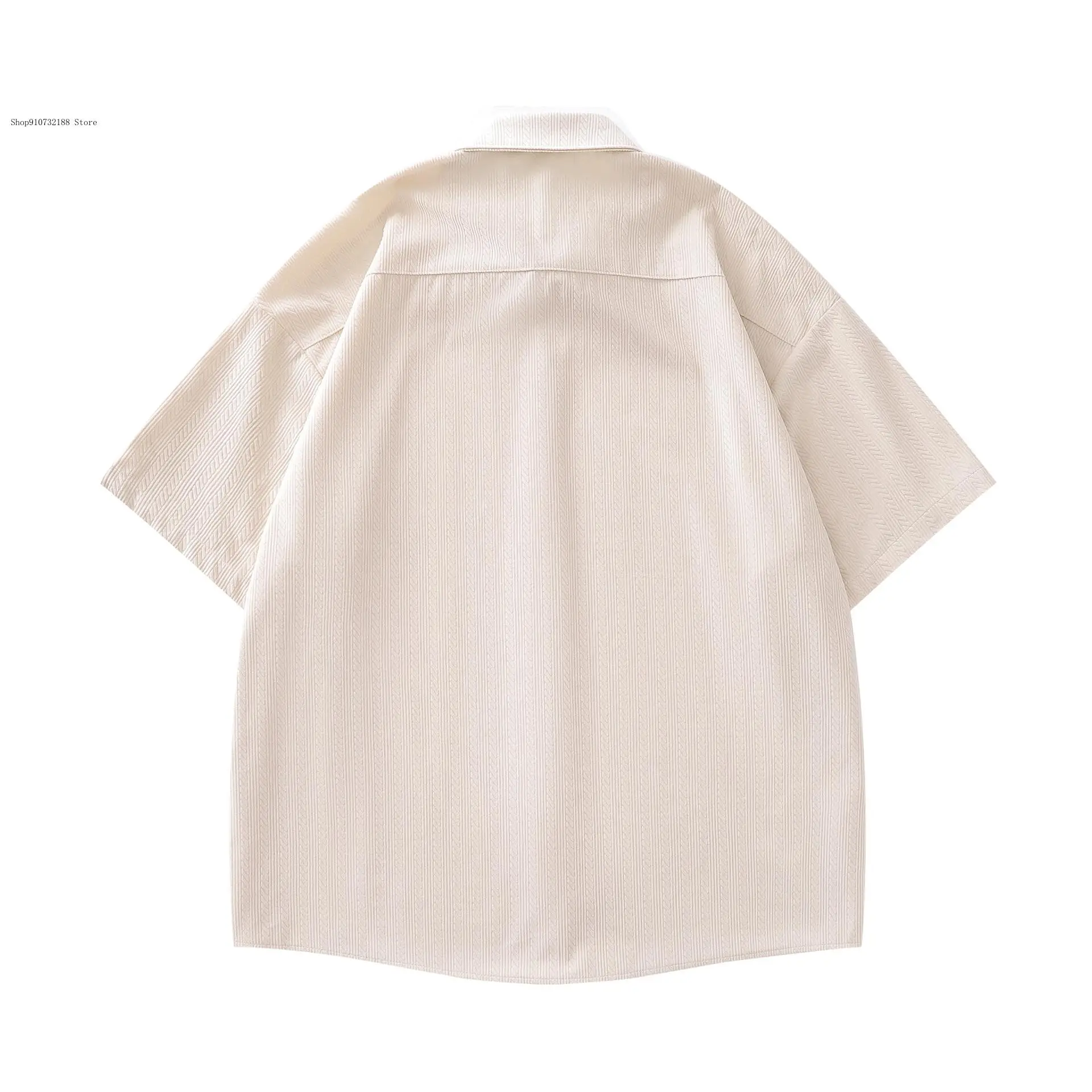 Summer and Autumn Loose Japanese College Style Floral Corduroy Short Sleeved Couple's Shirt for Men and Women