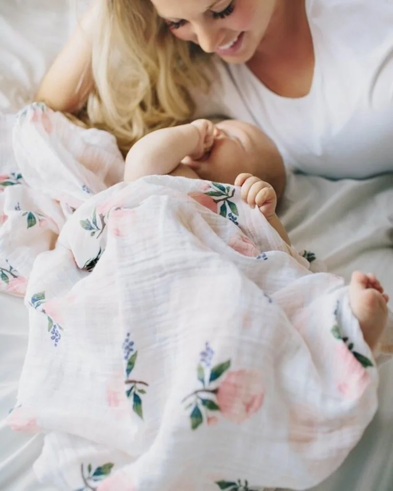 Rosa 120x120cm 70% bambu 30% algodão bebê swaddles macio recém-nascido envoltório cobertores bebê musselina swaddle cobertor swaddle cobertor