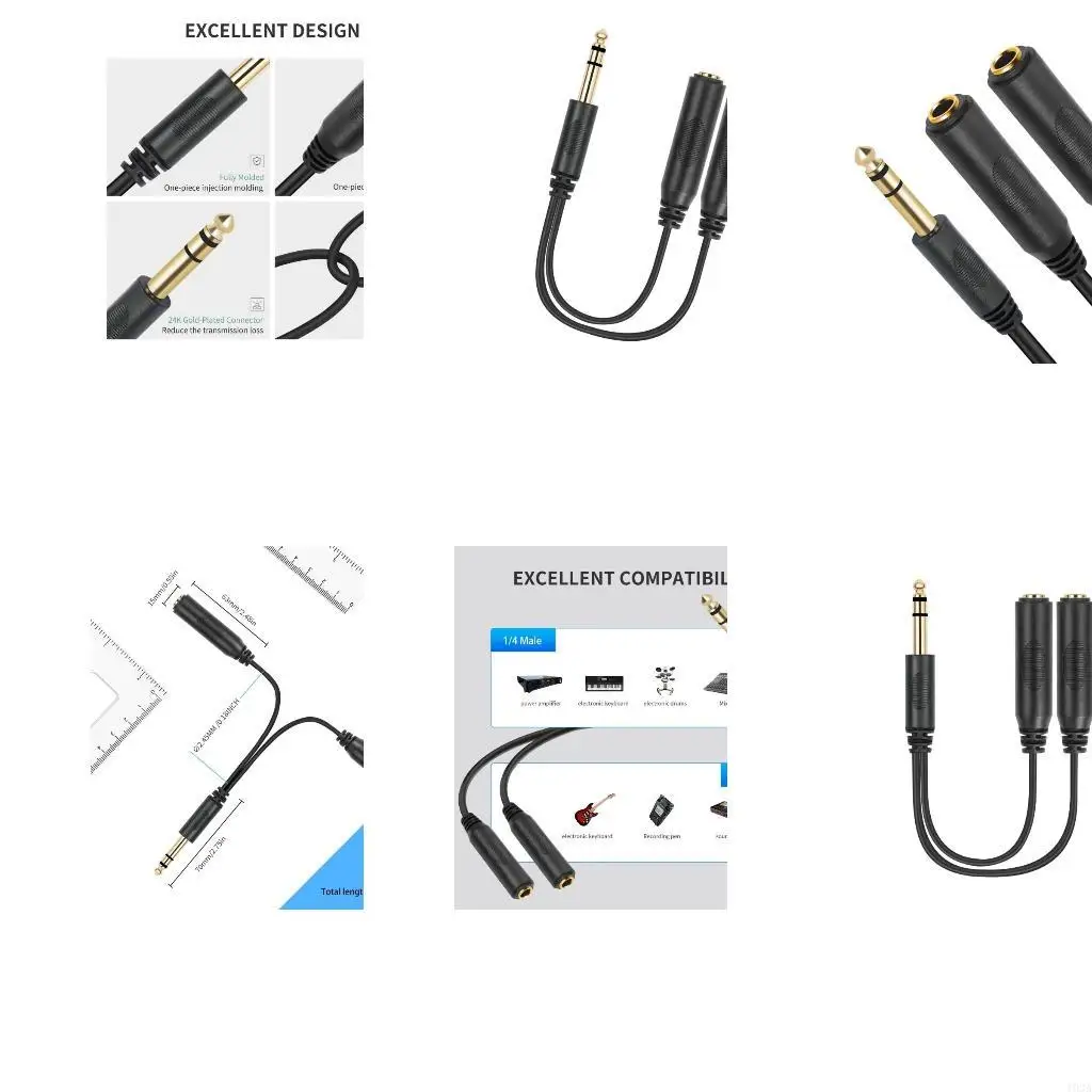 Cable divisor 193A 1/4, divisor estéreo TRS 1/4 pulgadas Y Cable divisor sonido estéreo para amplificadores micrófonos