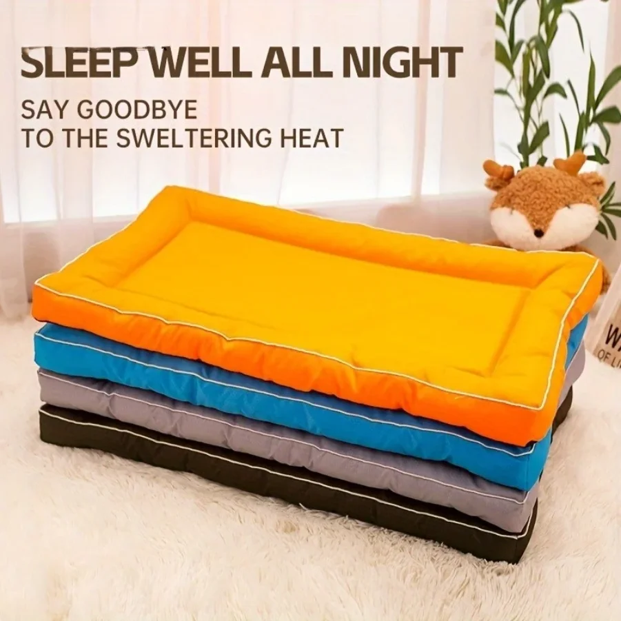 Extra Large Square Pet Bed Non-Slip Cooling Design Polyester Mat Universal All-Season Use for Dogs & Cats Multiple Color Options