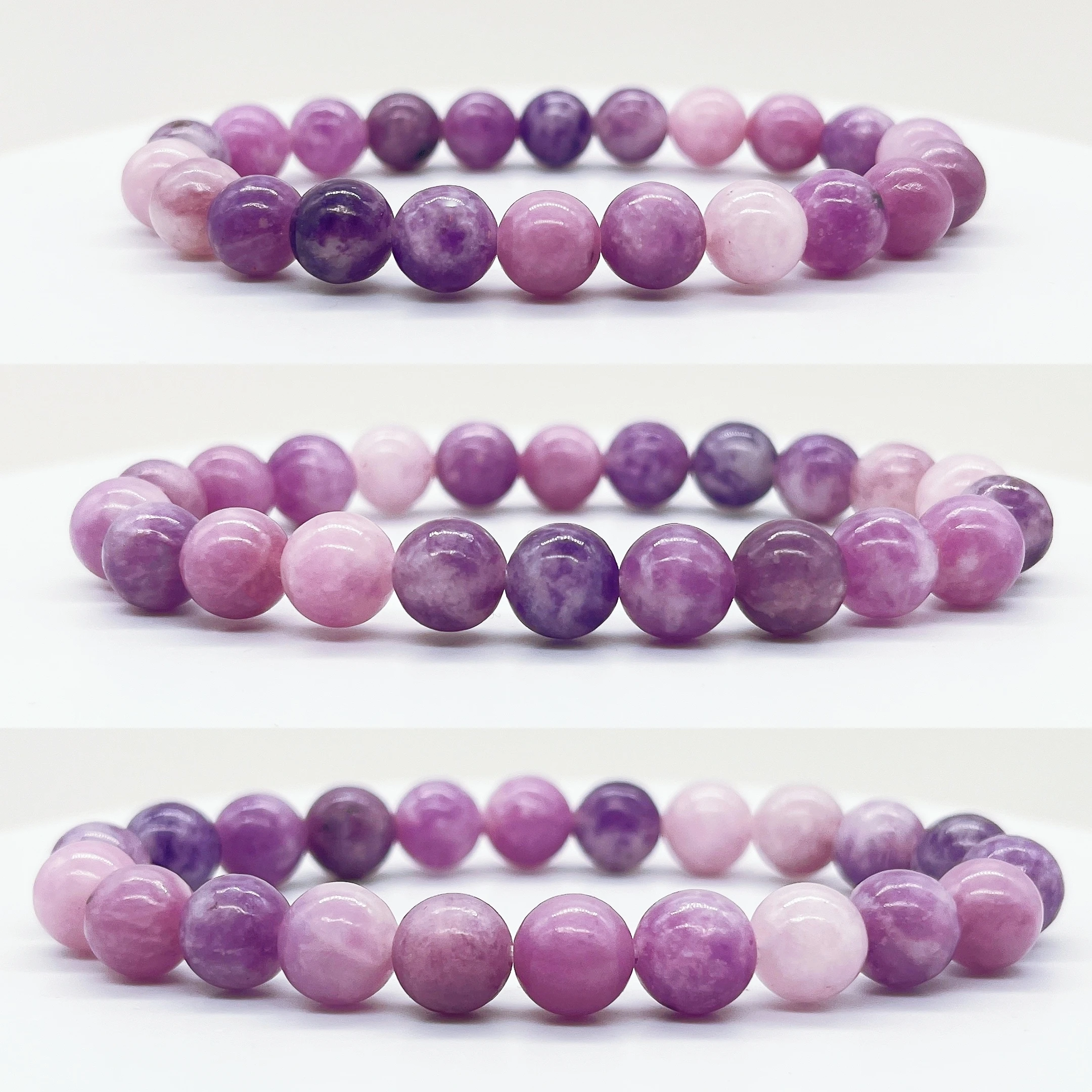 Natural Lepidolite Beads Bracelet Crystal Stone Fashion Wrist Chain Sweet Reiki Healing Strand Bangle Jewelry Home Decor