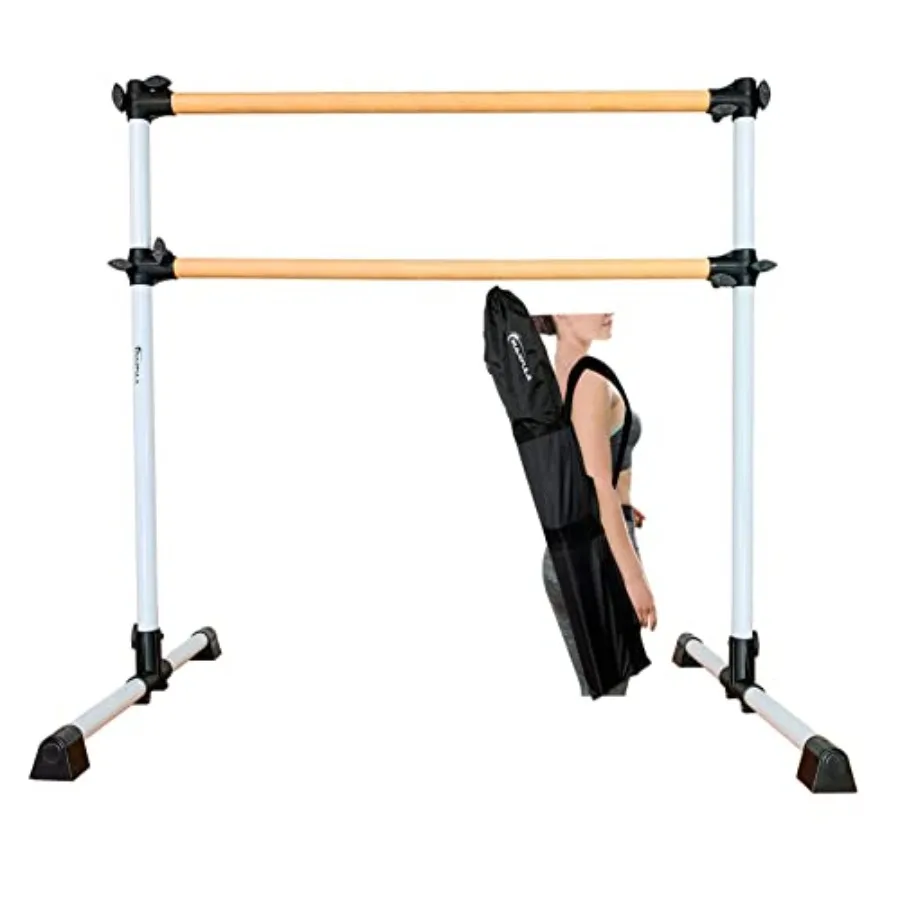

4 Ft Portable Wood Ballet Barre for Dance Practice Freestanding with Carry Bag in Natural Finish Durable and Lightweight Design