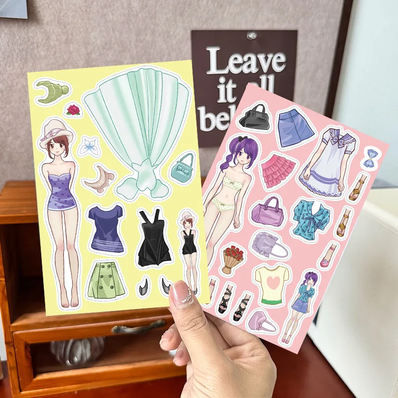 8 أوراق من ملصقات ألغاز تجميع أزياء الأميرة سلسلة كرتونية شارات DIY للهاتف المحمول والأمتعة ولوح التزلج هدية ممتعة