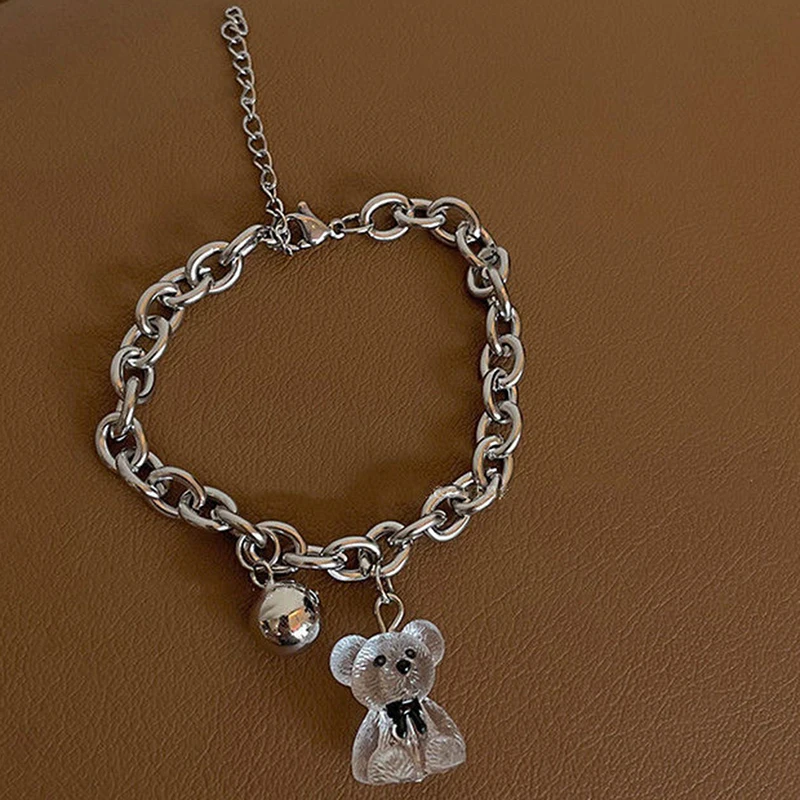 Transparent Three-Dimensional Bear Bracelet Cartoon Cute Japanese Korean Simple Accessories Charm Bracelet Bangles Jewelry