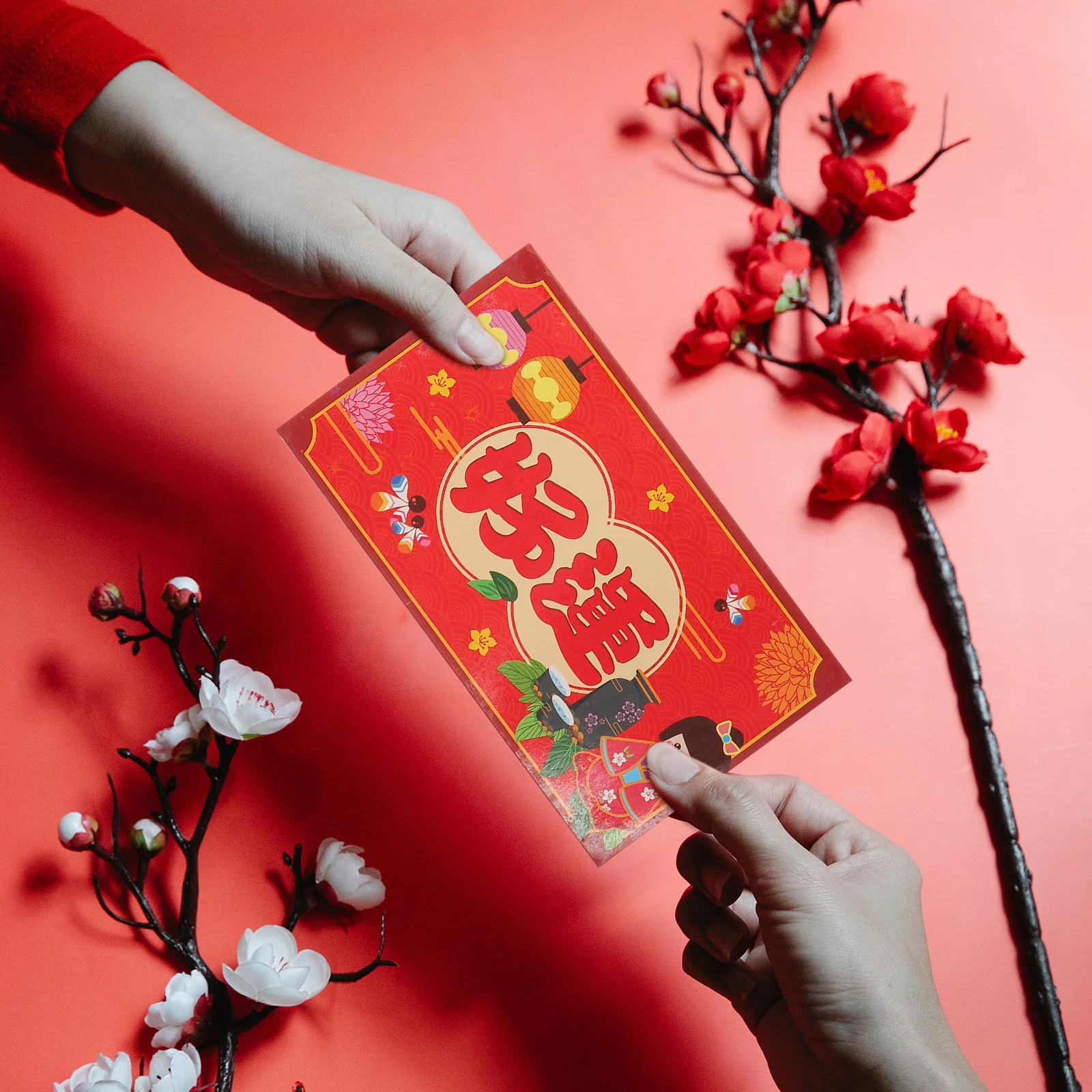 

Chinese Traditional Red Envelopes Lucky Money Packets Spring Festival Gift Hongbao Paper Envelope Prosperity Blessings Wedding