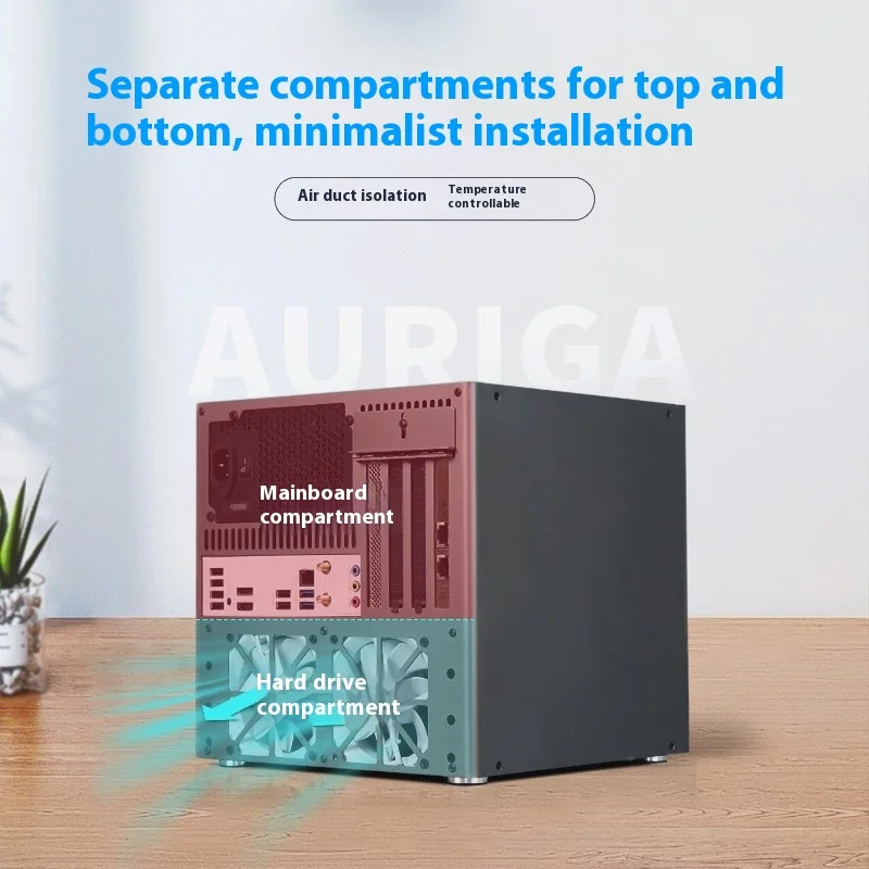 Hot Auriga 6-disc NAS Chassis 2mm Anode Aluminum MATX Main Board ATX Power Supply Flying Bull Black Synology UNRAID