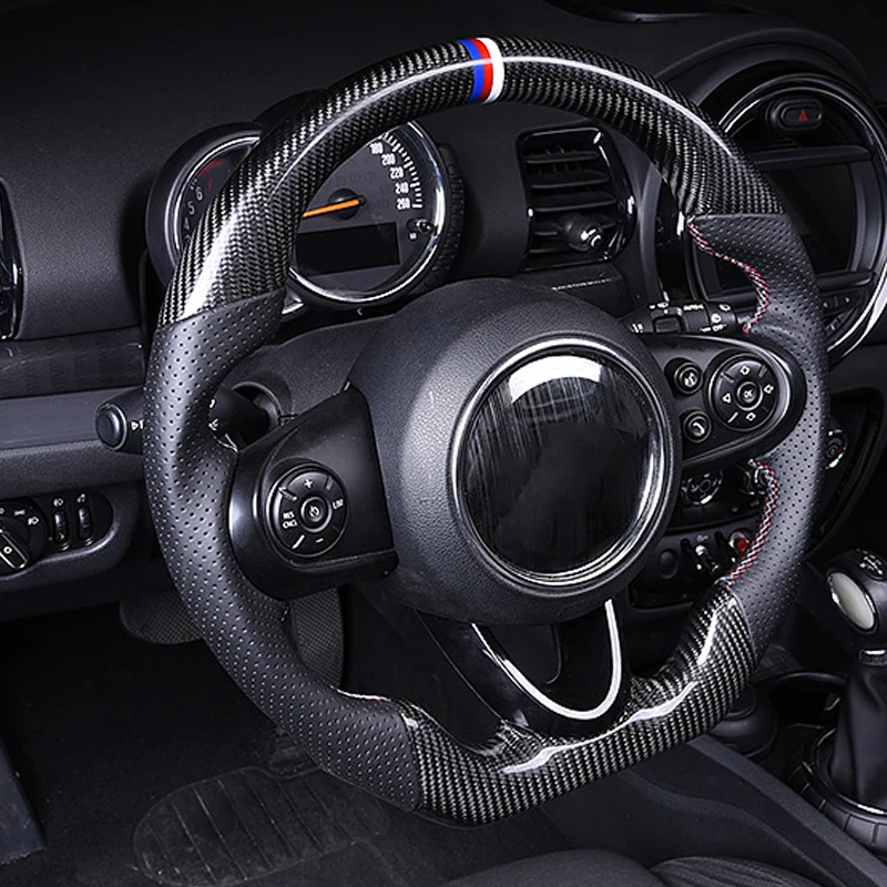 for MINI Cooper Clubman F60 F56 F57 F55 2024 2023 2022 Interior Accessories Carbon Fiber Steering Wheel Real Leather Customized