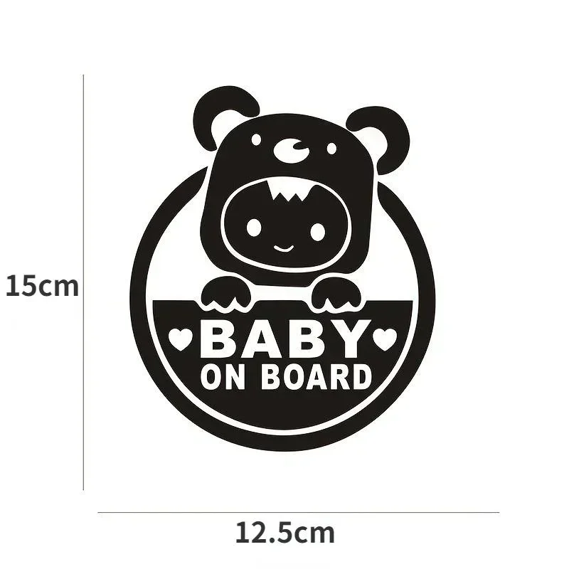 Baby On Board Sign Car Window Bumper Decal Sticker Reflective Car Stickers Cute Cartoon Stickers Car Accessories