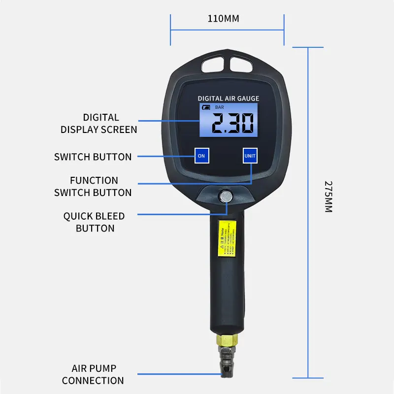 Digital Display Tyre Pressure GaugeHigh Precision Monitoring Inflator GunCar Valve Valve Universal Repair Tool BW-L01/BW-001