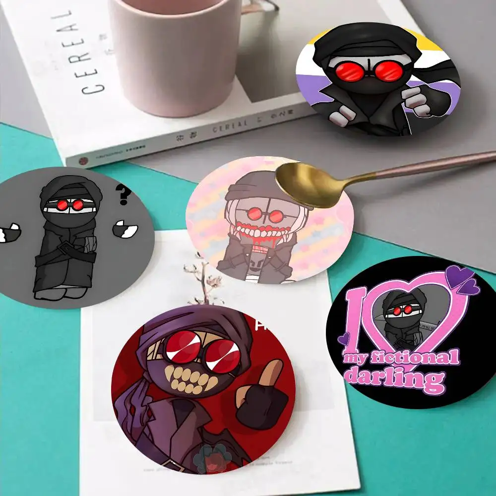 1pc MADNESS COMBAT Hank Sharkrobot Wooden Coaster Colour Printing Cup Mat Home Desk Decoration Gifts
