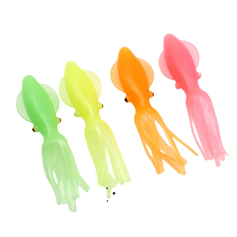 10.5cm/12g Glow Luminous Sea Fishing Octopus Squid Fishing Lure Soft octopus Skirt Pesca Artificial Bait Tuna Trolling Wobbler