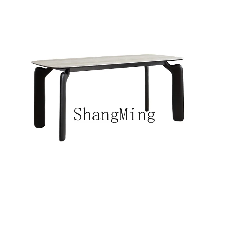

LXY retro solid wood rectangular dining table modern simple home wabi slate dining table