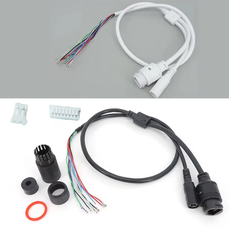 9 Core Dual Head 3-piece Set With 2/8 Ports And Waterproof Cover RJ45 Tail Cable POE Network Camera Connection Cable E4