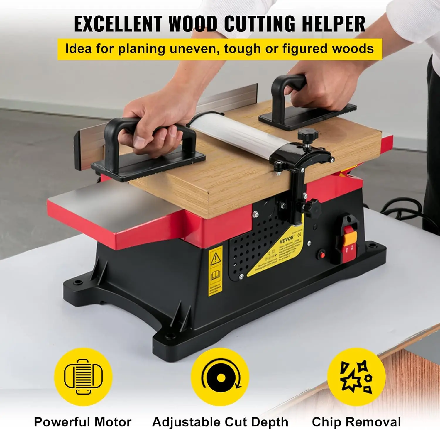 Woodworking Benchtop Jointers 6inch with 1650W Motor Heavy Duty Benchtop Planer Precise Cutterhead 2000rpm