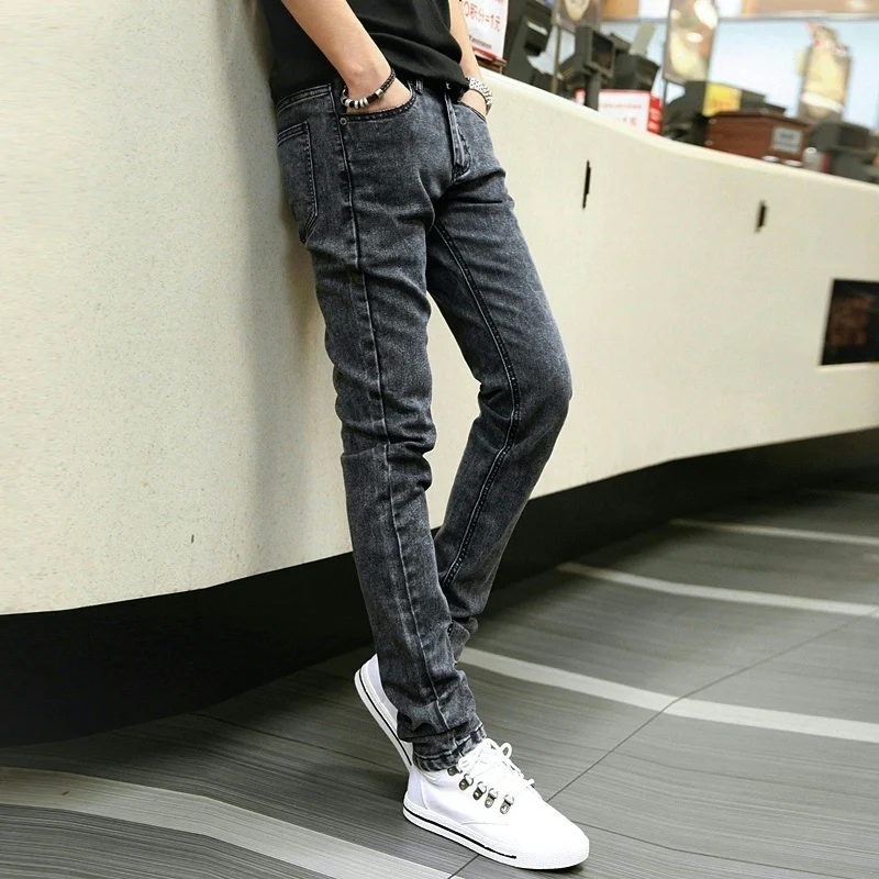 

Snowflake ey Slim Fit Men's Jeans Spring 202 New Sle Leggings Casual Long Pants Autumn New Arrival Cotton Denim