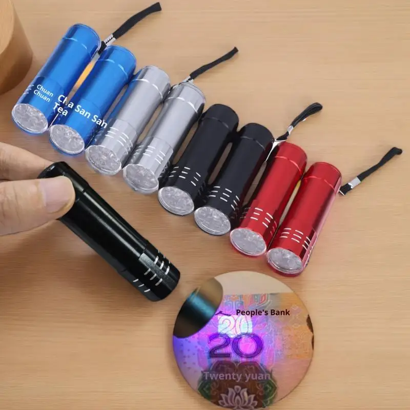 Hiking Portable Lighting Tool, 1Pcs Mini UV Flashlight, 50LM 395nm 9 LED Detection Black Light