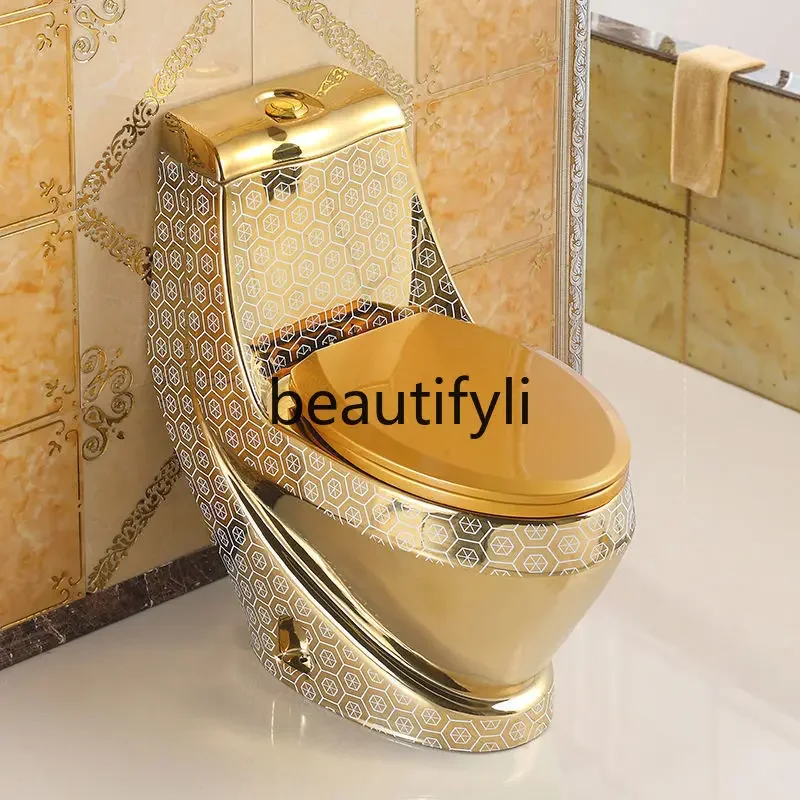 

A55 Flushing golden toilet, water-saving, silent and deodorant European toilet, colorful creative personalized ceramic toilet