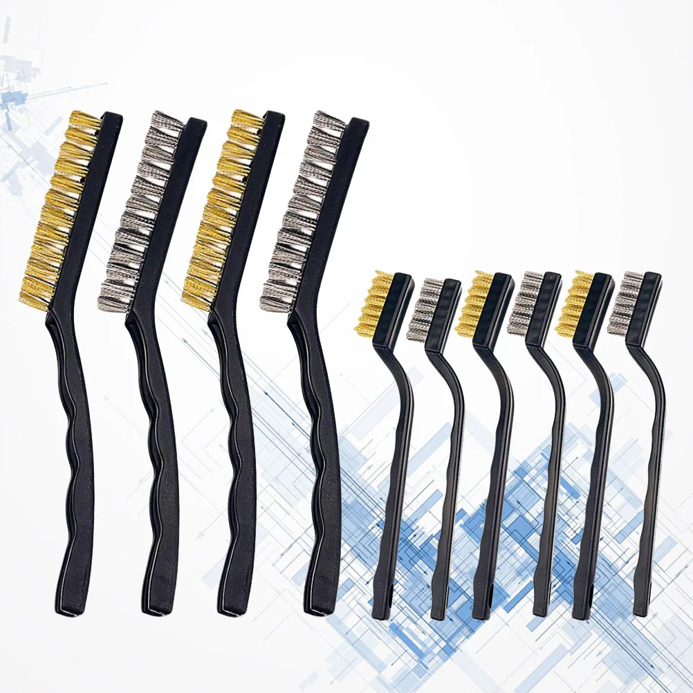 

10Pcs Industrial Brush Durable Car Cleaning Tools 7 Inch Copper Stainless Steel Wire Brush for Motor Door Window Groove