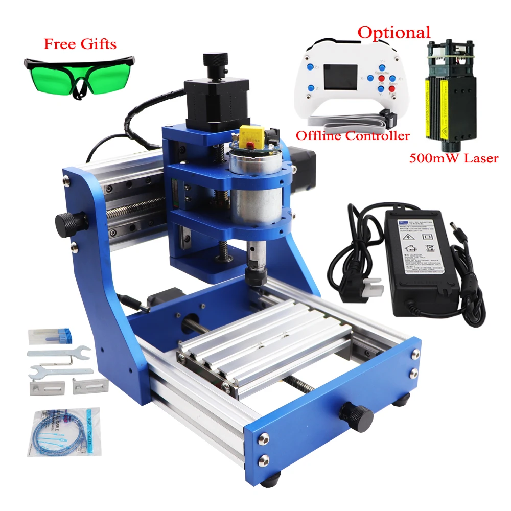 DIY Mini CNC Router 1310 500mW Laser Engraver Full Metal Frame PCB Milling Machine Wood Carving Optional Offline Control