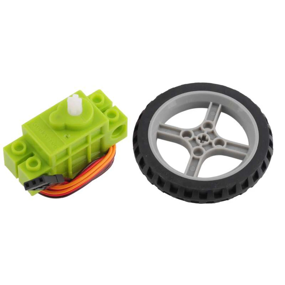 4PCS Geekservo 360 Degree Continuous Rotation Geek Servo with Wheel for Legoeds Building Blocks for Micro:bit Smart Car Green