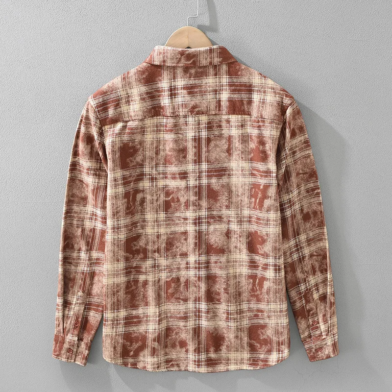 

Fashionable Japanese Style Plaid Long Sleeve Shirt for Men 100% Cotton Casual Loose Top Men's Shirts Chemise Homme -856
