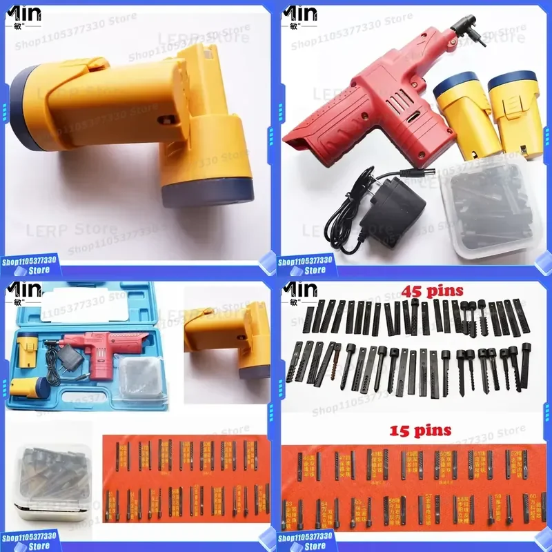 Bump Key Pick Tool 60 Pins with 2 Batteries Portable Door Opening Machine Professional Key Cutting Locksmith Tool