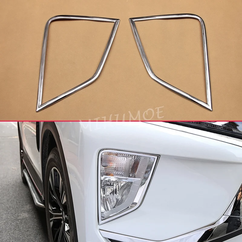 

For Mitsubishi Eclipse Cross 2018-2021 Chrome Car Front Fog Light Lamp Surrounds Cover Frame Trim