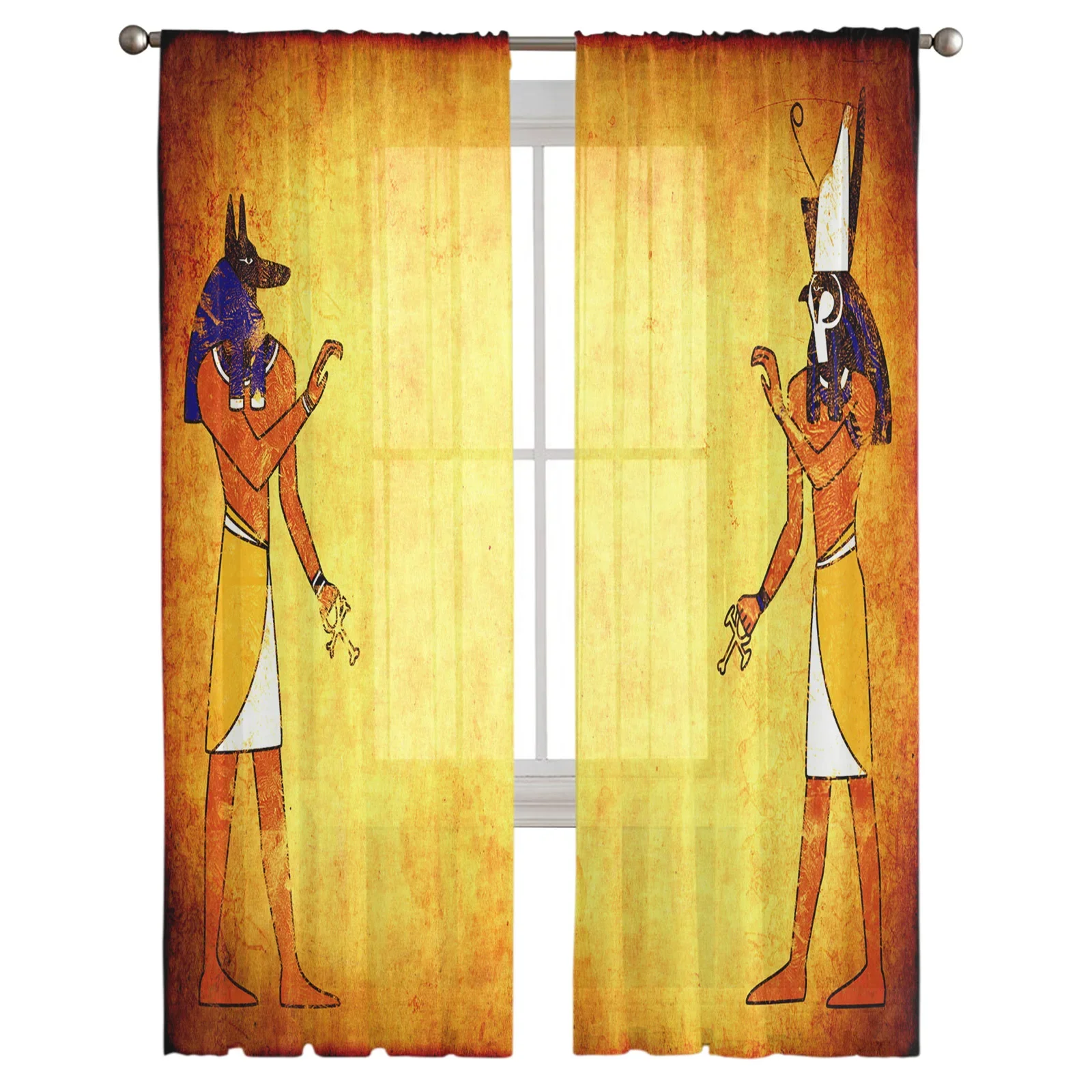 Mythology Country Egypt History Human Nation Sheer Curtains Window Curtains for Living Room Bedroom Blinds Kids Room Home Decor