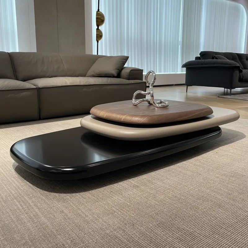 

Rotating coffee table, suspended Italian minimalist oval coffee table