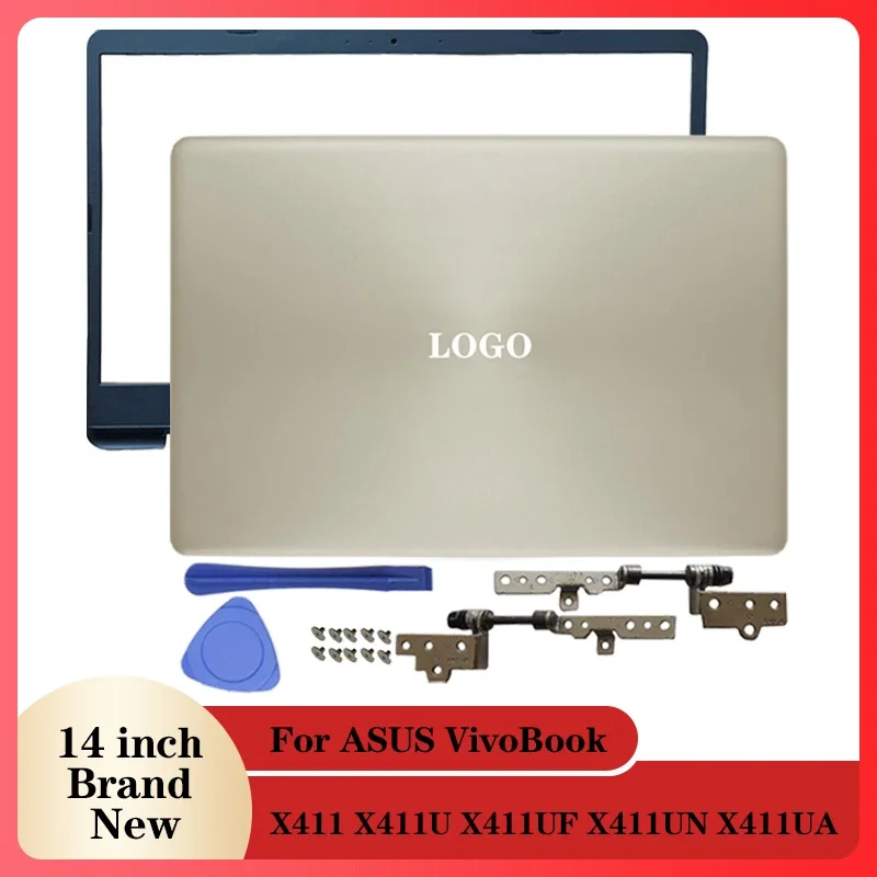 NEW Laptop Case LCD Back Cover/Front Bezel/Hinges For ASUS VivoBook X411 X411U UF UN UA Non-Touch Gold Notebook Computer Case