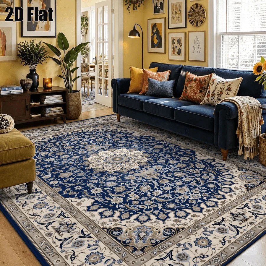 1Pc European Palace Retro Persian Pattern Rug, Machine Washable, Personalized Decoration, Essential for Light Luxury Home, Applicable to Living Room, Bedroom, Entryway, Office, Corridor and Other Areas