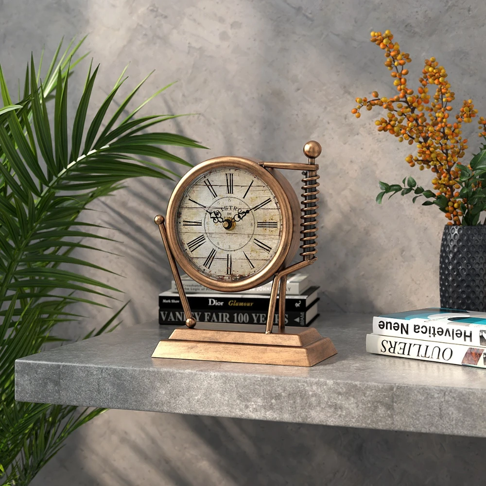 Home Office Industrial Style - Horloge de bureau en métal rétro,