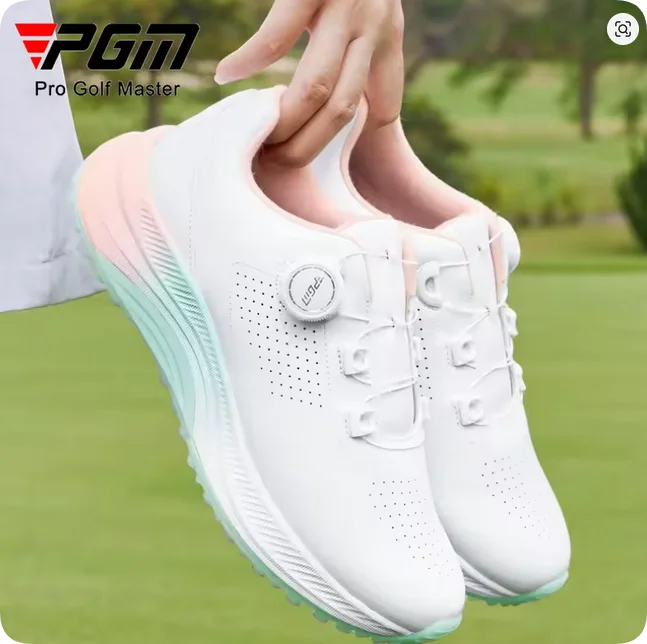 

PGM Women Golf Shoes Korean Summer Breathable Knob Laces Height Increasing Anti Slip Outdoor Sports Sneakers