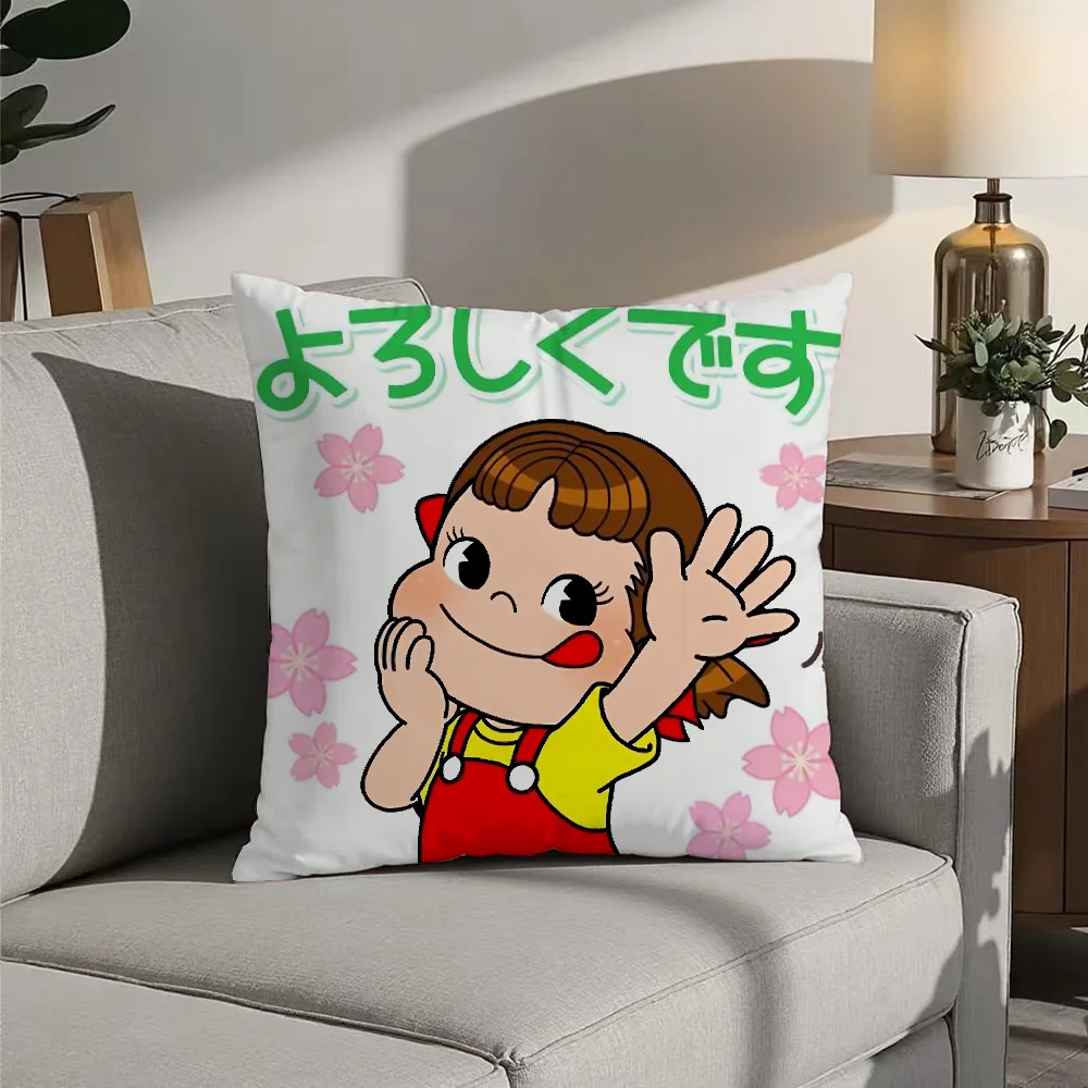 Cute P-Peko-chanS Pillow Case Double Sided Printed Cushion Cover Soft Short Plush Sofa Decorative Home Decoration