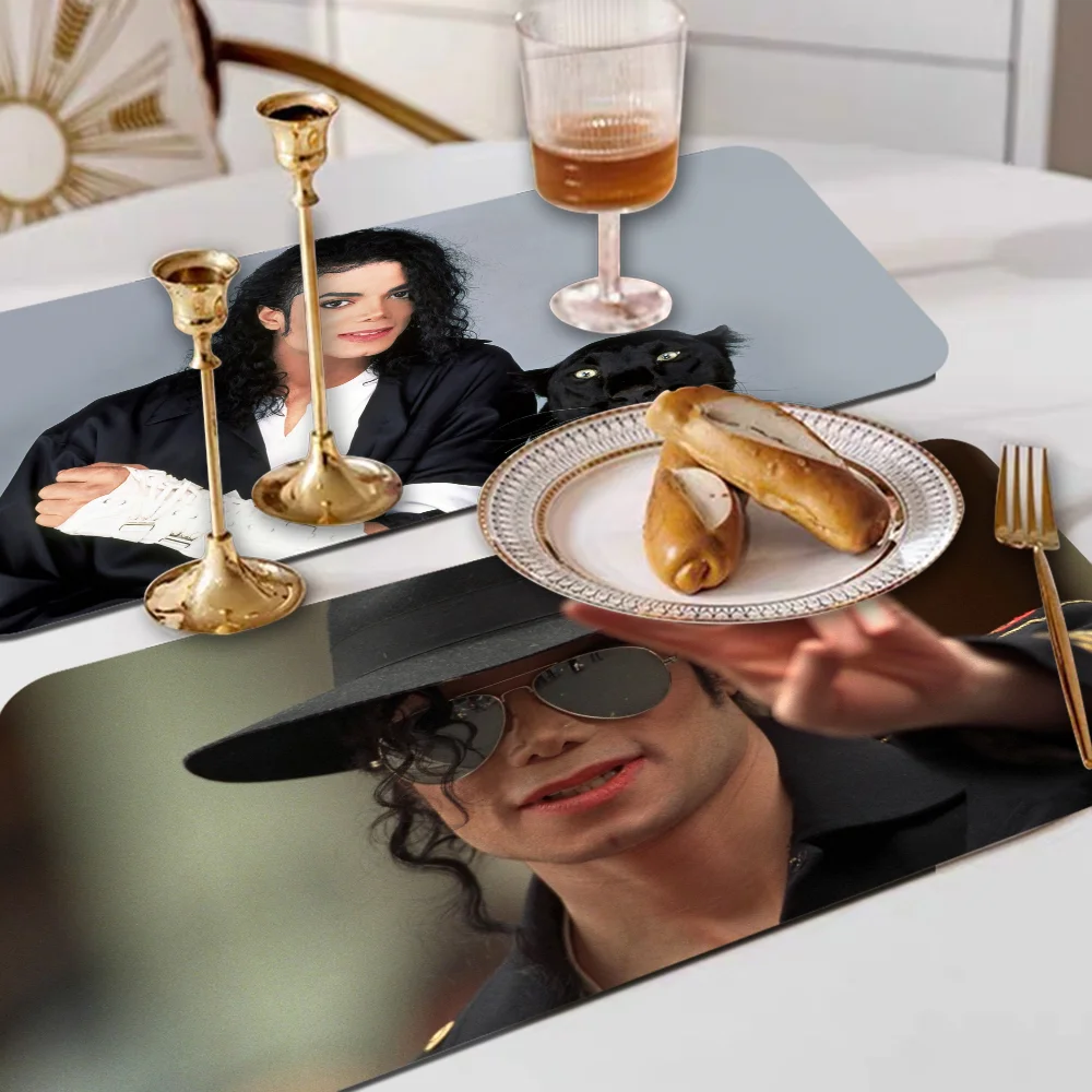 MJ King of Pop Michael Jackson Kitchen Non-slip Drain Coffee Pad Heat Resistant Placemat Dinnerware Dustproof Pads