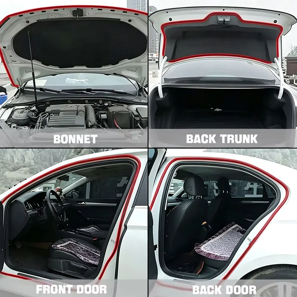 5 Meter Car Rubber Door Seal Strip 5 Holes Self-Adhesive Seal Sticker Universal Noise Insulation Waterproof Seals Accessories