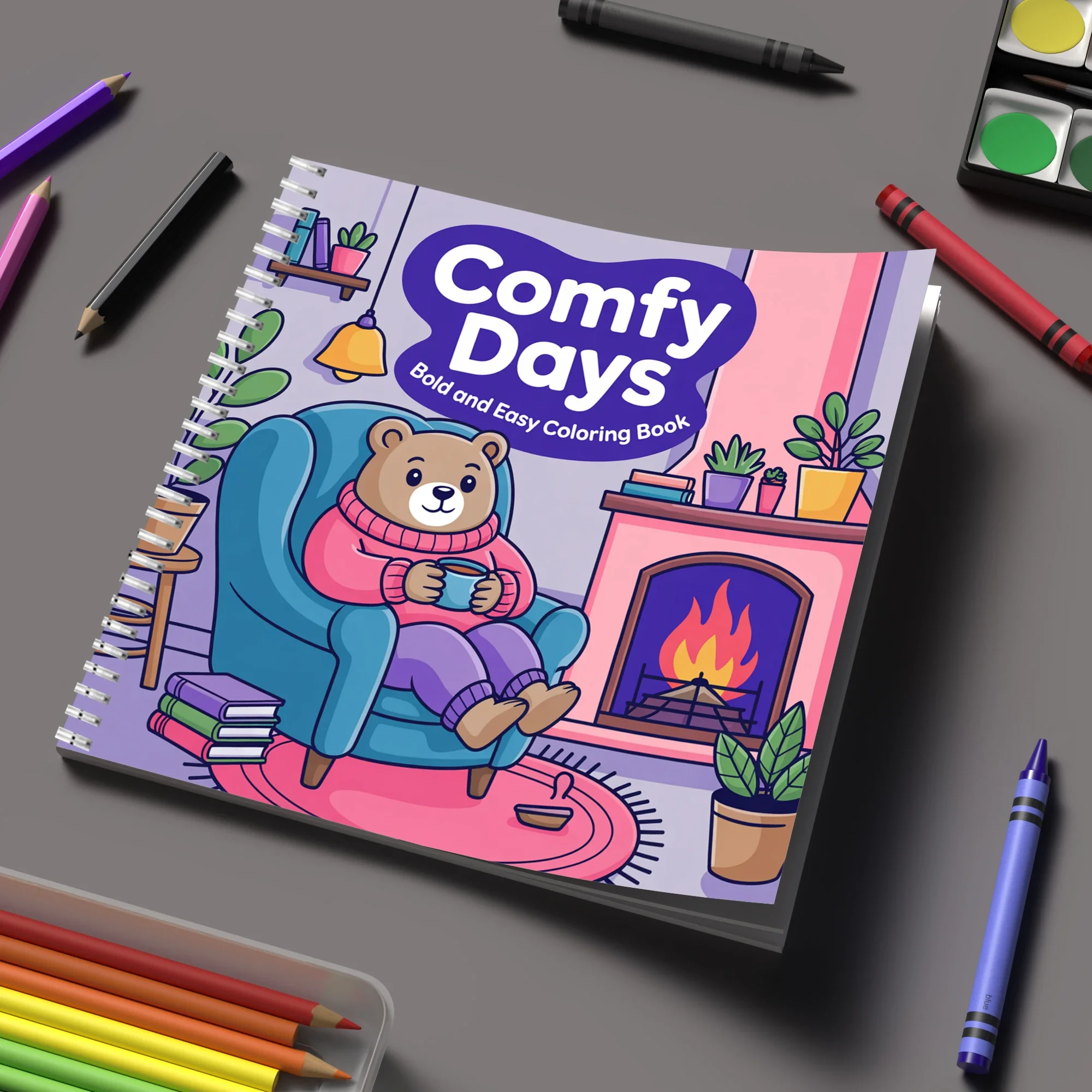 Comfy Days Bold-easy Patterns Coloring Book for Adults Cute Drawing Book Perfect Gift for Birthday Back to School Art Supplies