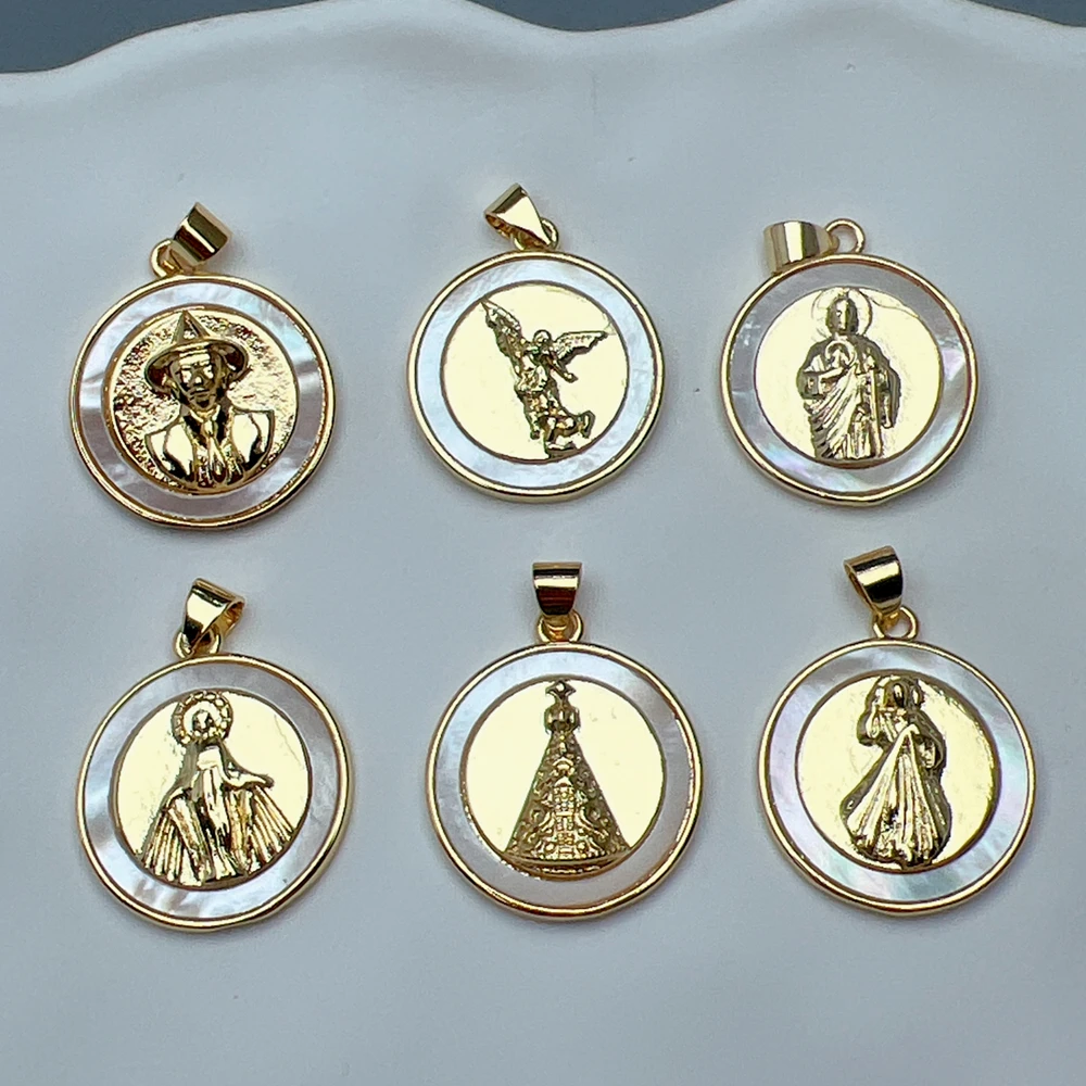 

Classic Father Jesus Virgin Mary Pendants Metal Natural Sea Shell Charms For Jewelry Making Necklace Bracelet Accessories