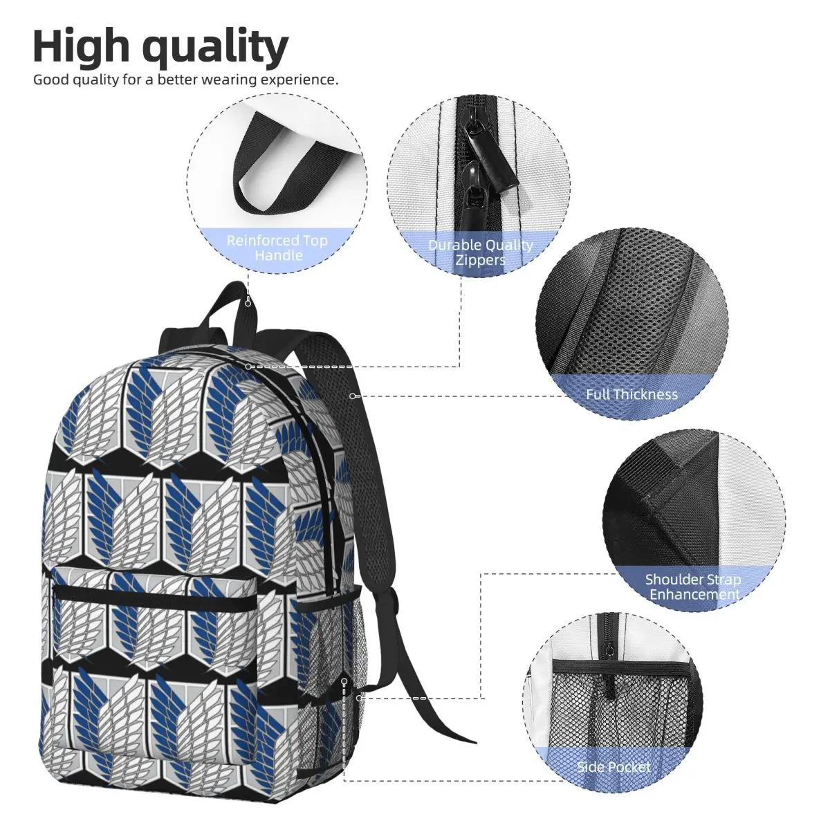 Attack On Titan Backpack Boys Girls BookBag Kids School Bag Computer Shoulder Bags for Men Women