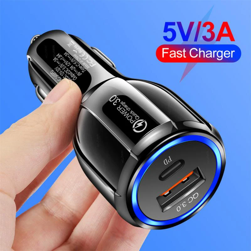 Автомобильное зарядное устройство PD USB Type-C, быстрое автомобильное зарядное устройство QC3.0, 5 В, 3 А, адаптер для iPhone 13, 12 Pro, Samsung S22, S21, S20, Xiaomi POCO, автомобильное зарядное устройство