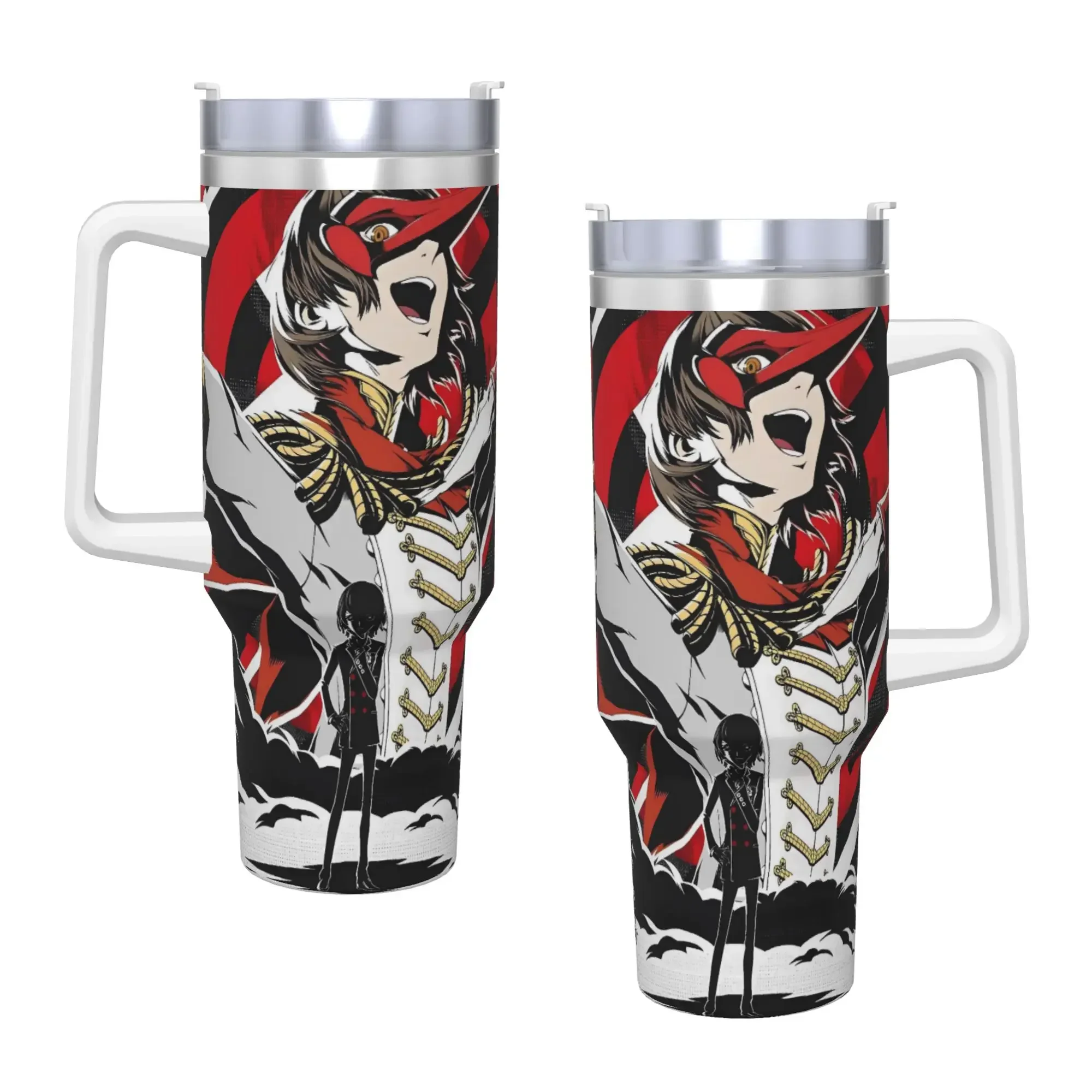 Anime P-Persona 5 Tumbler  Cold and Hot Water Bottle Portable Stainless Steel Thermal Mug Custom DIY Beach Car Mugs