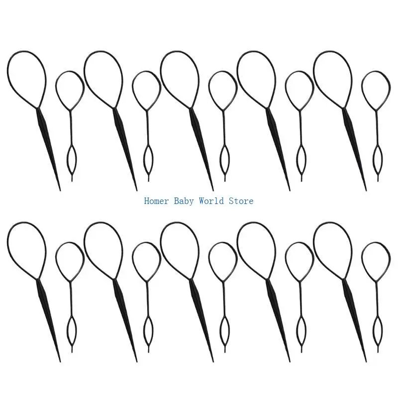 

B2QD Набор инструментов для хвоста волос, 10 шт., инструменты для изготовления петель для волос с 2 размерами, инструмент для